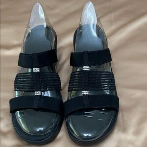 Sketches comfortable platform stretching  fabric Black Women's Sandal’s